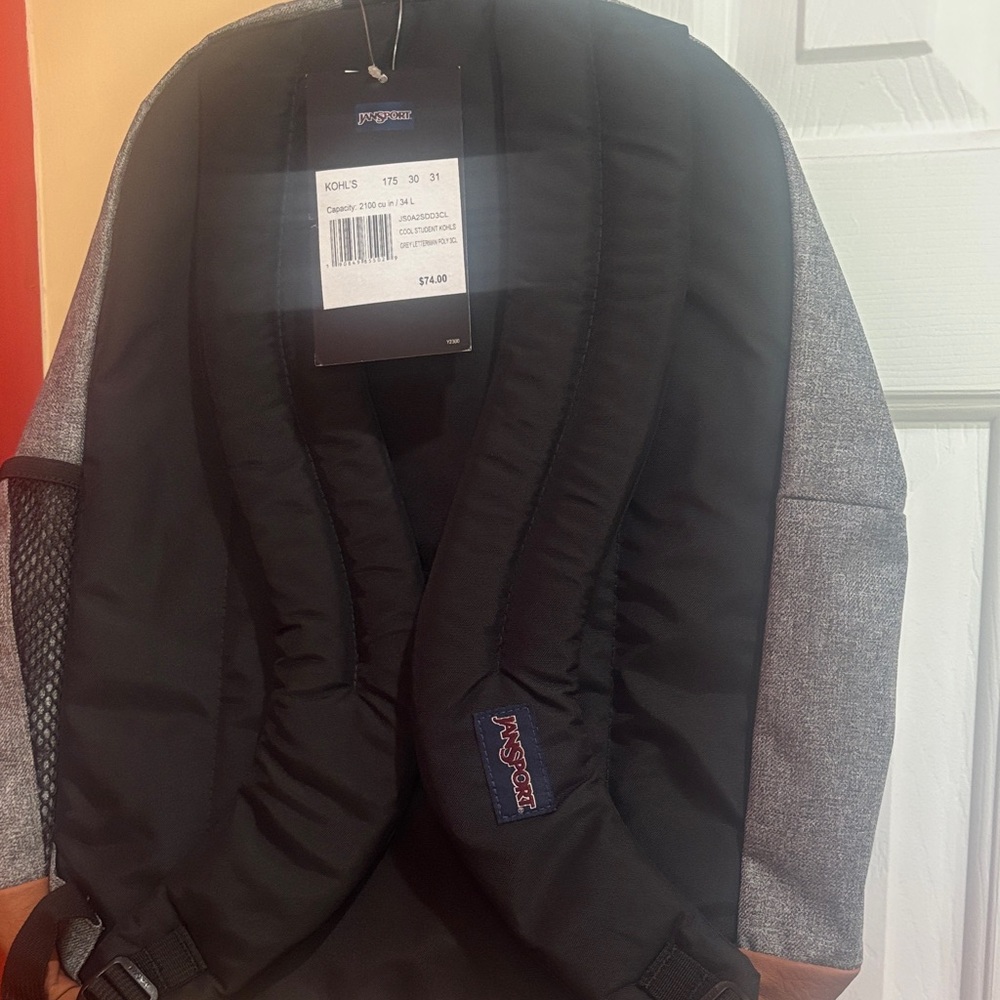 Jansport Heather Gray Backpack with Brown Base - Picture 2 of 2